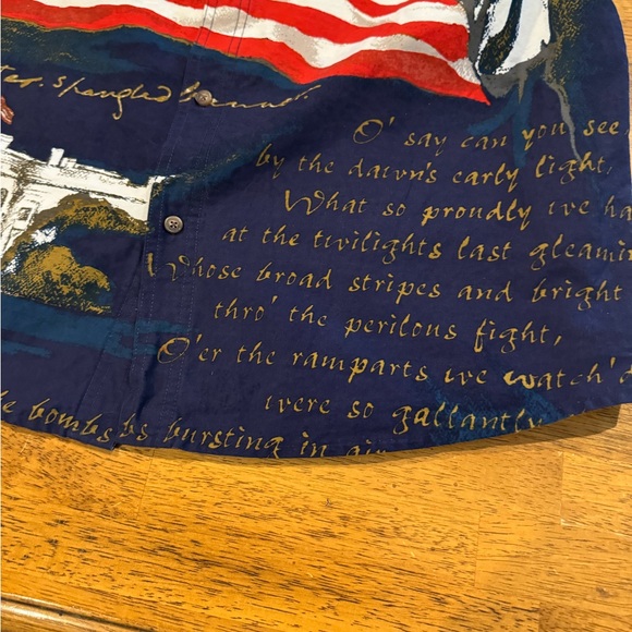 USA Flag Let Freedom Ring Iwo Jima DOI 1776 Button Front Shirt Large NEW WO Tags - Picture 4 of 7